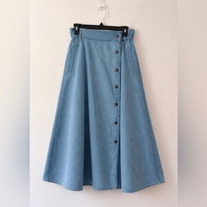 Vintage Gloria Vanderbilt Denim Button-Down A-Line Skirt, size 12